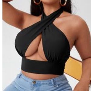 Plus Size SHEIN Cross Neck Shirt